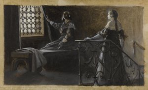 Ethel og den tilslørede kvinde, ca. 1889 (olie på lærred) af Guillaume Albert Demarest