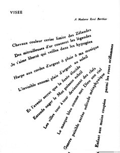 Calligram af Guillaume Apollinaire (1880-1918): "" Visee""