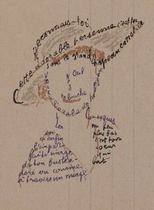 Kalligram "Reconnais-toi" for Coco Chanel, ca. 1918 af Guillaume Apollinaire