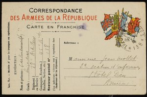Postkort til Jean Mollet, 1915 af Guillaume Apollinaire
