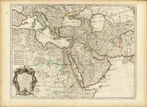 1701 Guillaume Delisle kort over det osmanniske og persiske rige (beskåret) af Guillaume Delisle