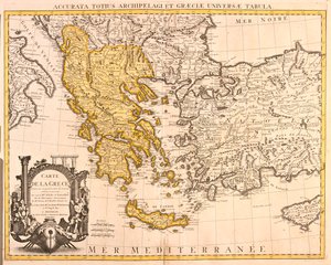 Albanien, store dele af Grækenland (undtagen nordøst), store dele af Republikken Makedonien (undtagen nord) af Guillaume Delisle