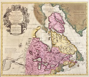 Kort over Canada og Grønland (radering af Guillaume Delisle