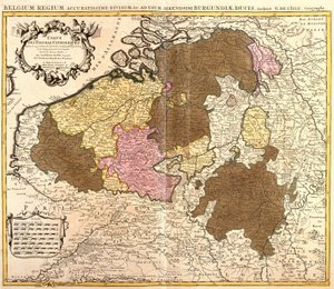 Kort over det katolske Nederland (Belgien og Luxembourg) (radering af Guillaume Delisle
