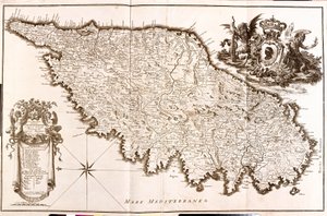 Kort over Korsika (Frankrig) (radering af Guillaume Delisle