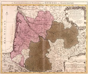 Kort over Guyenne og Gascognes regering (Frankrig) (radering af Guillaume Delisle