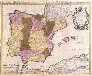 Kort over den iberiske halvø, Kongeriget Portugal og Spanien (radering