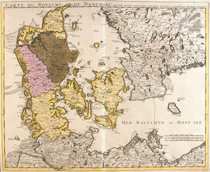 Kort over Kongeriget Danmark (radering af Guillaume Delisle