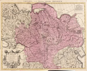 Rusland, Kasakhstan, Usbekistan, Kirgisistan, Tadsjikistan, store dele af Kina (undtagen den sydøstlige del), Mongoliet af Guillaume Delisle