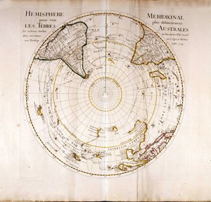 Udsigt over den sydlige (antarktiske) polatlas af Guillaume Delisle (1675-1726), geograf af Guillaume Delisle