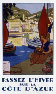 Tilbring vinteren på den franske riviera - Reklameplakat, 20. århundrede. af Guillaume Georges Roger