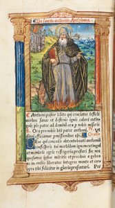 Trykt tidebog (brug af Rom): fol. 104v, St. Anthony Abbot af Guillaume Le Rouge