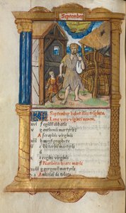 Trykt tidebog (brug af Rom): fol. 10v, illustration af septemberkalender