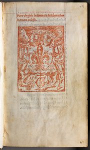 Trykt tidebog (brug af Rom): bl. 1r, trykkerimærke af Guillaume Le Rouge