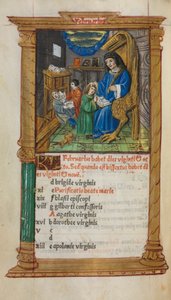 Trykt timebog (brug af Rom): fol. 3v, illustration af februarkalender af Guillaume Le Rouge