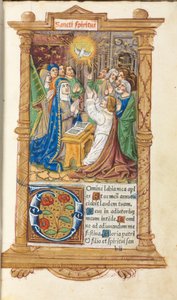 Trykt timebog (brug i Rom): fol. 58r, pinse af Guillaume Le Rouge