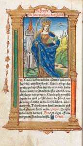 Trykt Timebog Brug af Rom: fol. 110v, St. Barbara, 1510. af Guillaume Le Rouge