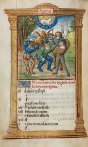Trykt Timebog Brug af Rom: fol. 4v, marts kalenderillustration, 1510. af Guillaume Le Rouge