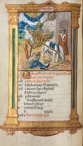 Trykt Timebog Brug af Rom: fol. 9v, august kalenderillustration, 1510. af Guillaume Le Rouge