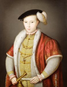 Edward VI med strømpebåndsordenens kæde, efter portrættet i Samlingen af H.M. Dronning Elizabeth II, ca. 1600