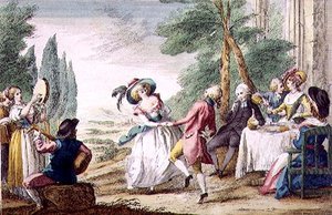 Florentine Games, the Dance (farvet indgravering)