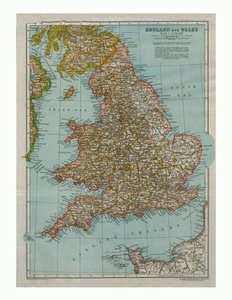 Kort over England og Wales, c1910