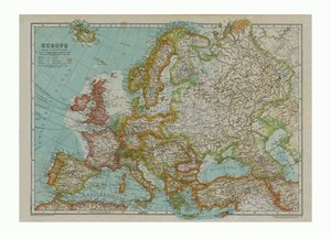 Kort over Europa, c1910