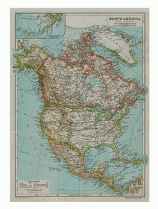 Kort over Nordamerika, c1910