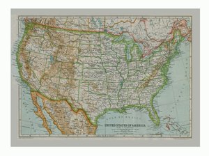 Kort over USA, c1910