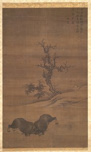 Herdboys and Buffalo in Landscapes, 1200-tallet. af Guo Min
