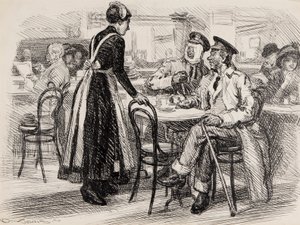 WWI tegneserie, sandsynligvis for Punch, 1916 (pen en blæk på papir) af Gurnell Charles Jennis