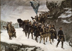 Le transport du corps du roi Charles (Carl) XII de Suede (1682-1718) - Bringing Home the Body of King Charles XII of Sweden - Cederstroem, Gustaf (1845-1933) - 1884 - Olie på lærred - 265x371 - Nationalmuseum Stockholm