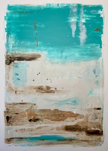 Abstrakt kunst med kyst-krikand