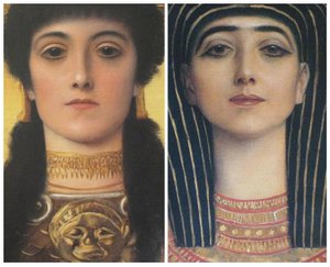 Det antikke Grækenland og det gamle Egypten, detaljerede hoveder for Athena og Isis