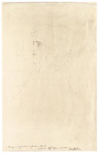 Portræt af en kvinde i profil med en krage af Gustav Klimt