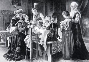 Martin Luthers barndom, illustration fra "Nationens historie af Gustav Adolph Spangenberg