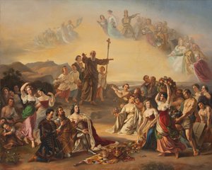 Saint Severin velsigner landet Østrig af Gustav Dittenberger