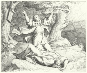 Alexis, Martin Luthers ven, efter at han blev ramt af lynet under deres rejser, 1505