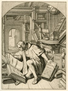 Luther læser på universitetsbiblioteket i Erfurt. Han fandt en latinsk bibel af Gustav Ferdinand Leopold Konig