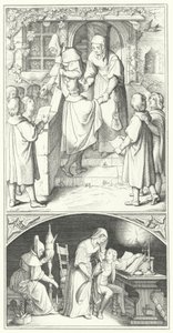 Martin Luther som ung student synger i byen Eisenach (gravering) af Gustav Ferdinand Leopold Konig