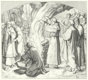 Martin Luther brænder den pavelige tyr i Wittenberg, 1520 af Gustav Ferdinand Leopold Konig