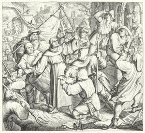 Martin Luther prædiker mod oprørerne og bondekrigen (gravering) af Gustav Ferdinand Leopold Konig