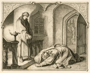 Martin Luther sammen med røveren Hans Kohlhase (1500-1540) af Gustav Ferdinand Leopold Konig