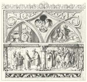 Martin Luthers farvel til sin familie, da han tager på sin sidste rejse til Mansfeld, sit liv på vejen og hans modtagelse fra greverne af Mansfeld (stik) af Gustav Ferdinand Leopold Konig