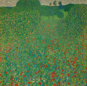 En mark med valmuer af Gustav Klimt