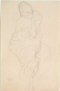 Set forfra af den person, der sidder på en skammel af Gustav Klimt