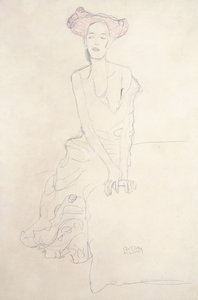 Aug Ruhubeit den unge kvinde, der forsørger sig selv med sine hænder, 1908 af Gustav Klimt