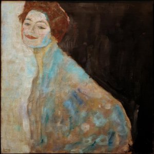 Portræt af en dame i hvidt af Gustav Klimt
