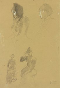 Fire portrætstudier af kvinder af Gustav Klimt