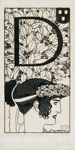 Initial D, brugt i det tredje nummer af Ver Sacrum, tidsskriftet for Art Nouveau Secession-bevægelsen i Østrig af Gustav Klimt